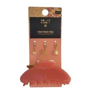 Roller Rabbit Target Pink Claw Hair Clip with Detachable Heart Bow Star Charms